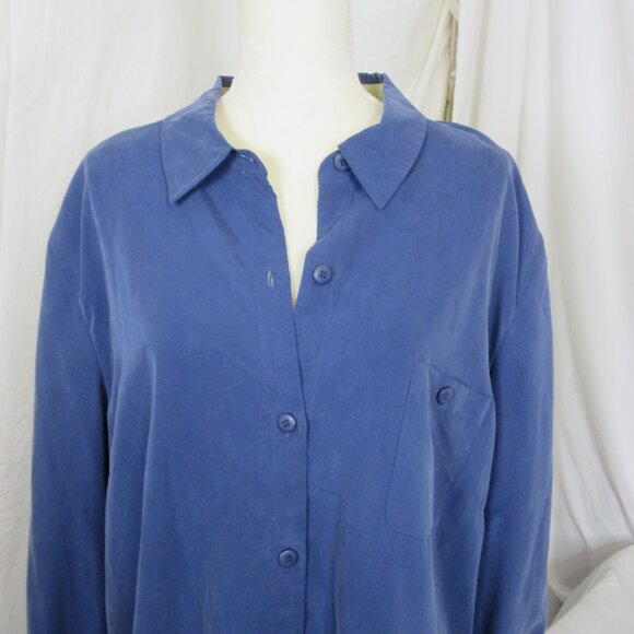 Maggie McNaughton Shirt Button Up Tunic Blue Roll Cuffs Long Sleeve Size 3X - Picture 3 of 8